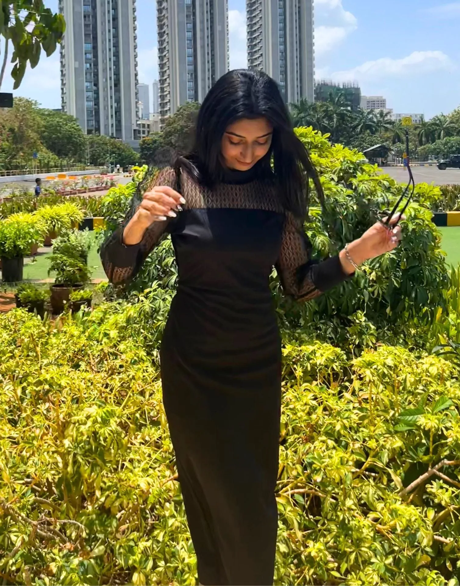 Black Bishop Sleeve Bodycon Dress