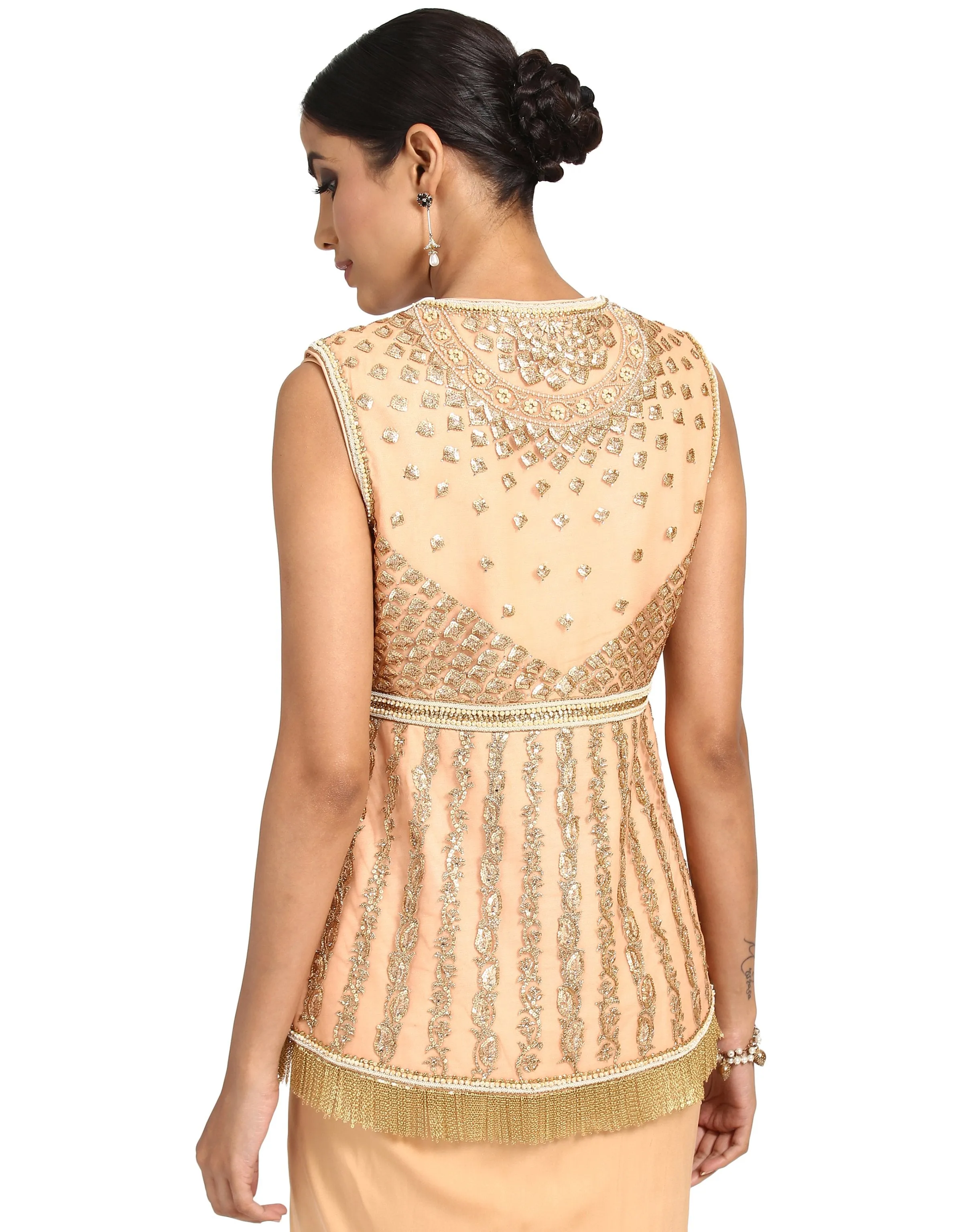 Embroidered Gilet- Peach