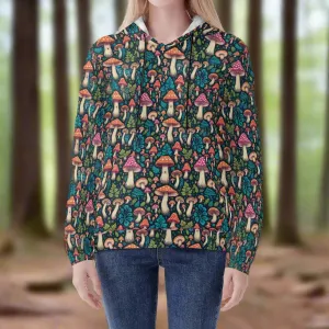 Forest Shrooms Womens Lightweight Pullover Hoodie Sweatshirt