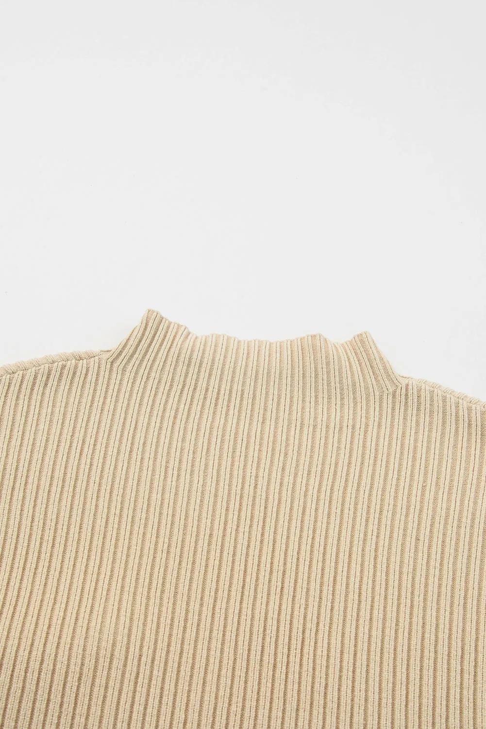 Patch Pocket Ribbed Knit Short Sleeve Sweater